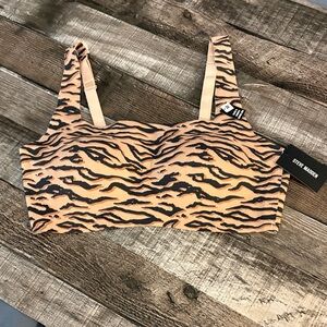 NWT Steve Madden Peach and Black Tiger-Print Lounge Bra-M